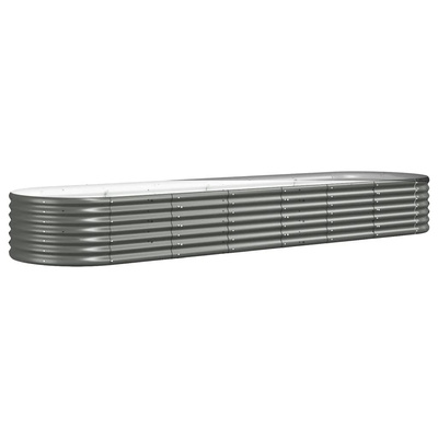 vidaXL Podwyższona donica, malowana proszkowo stal 296x80x36 cm, szara