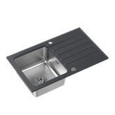 KENNETH 111 Fusion GraniteQ black dotted (czarny) z komorą stalową (780x480x190) z syfonem manualnym i zaślepką