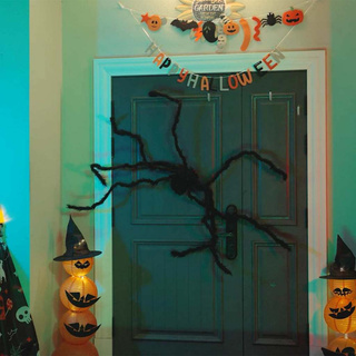 Dekoracja Pająka na Halloween 3 pcs Czarny 150 cm