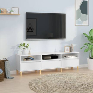 vidaXL Szafka pod TV, wysoki połysk, biała, 150x30x44,5 cm