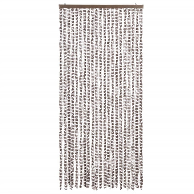 Zasłona przeciwko owadom, taupe i biel, 90x200 cm, szenil