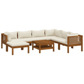 8-cz. zestaw wypoczynkowy do ogrodu, kremowe poduszki, akacja