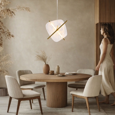 Lampa wisząca Relax szklana kwadratowa w kształcie zegara do salonu LED 3000K