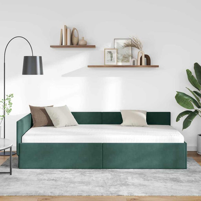 Rama łóżka narożnego Ciemna zieleń 90 x 200 cm Aksamit