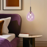 Lampa wisząca szklana LUKKA z różowym kloszem – minimalistyczna lampa nad stół LED