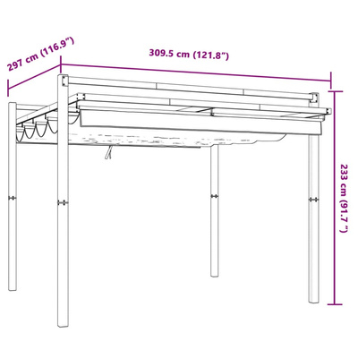 Altana ogrodowa ze zwijanym dachem, kremowa, 3x3 m, aluminium
