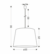 Lampa wisząca Americano z abażurem srebrna pojedyncza do salonu 35 cm