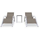 vidaXL Leżaki ze stolikiem, 2 szt., aluminium, kolor taupe