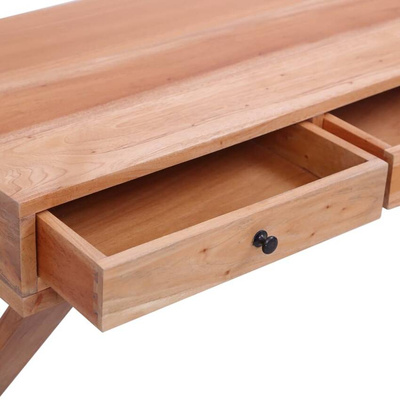 vidaXL Biurko komputerowe, naturalne, 132 x 47 x 77 cm, lity mahoń