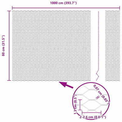 Ogrodzenie heksagonalne 0,8 x 10 m PVC Szary