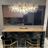 Żyrandol złoty lampa wisząca sufitowa glamour nowoczesna ICICLE RAINY RAIN 120CM GOLD ADANI AD181
