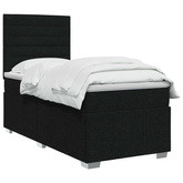Łóżko z box spring LED z materacem Czarny 100 x 200 cm tkanina