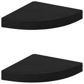 vidaXL Narożne półki ścienne, 2 szt., czarne, 25x25x3,8 cm, MDF