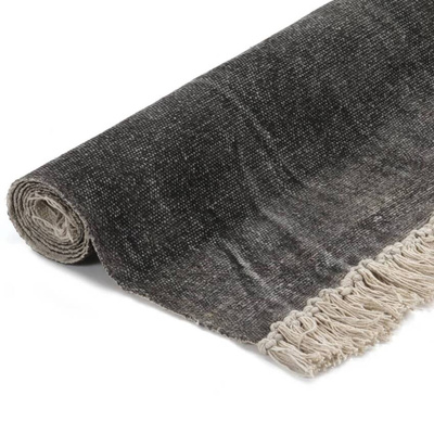 vidaXL Dywan typu kilim, bawełna, 120 x 180 cm, antracytowy