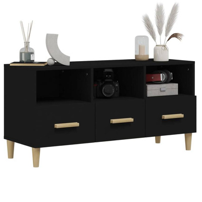 vidaXL Szafka pod TV, czarna, 102x36x50 cm, materiał drewnopochodny wariant 7