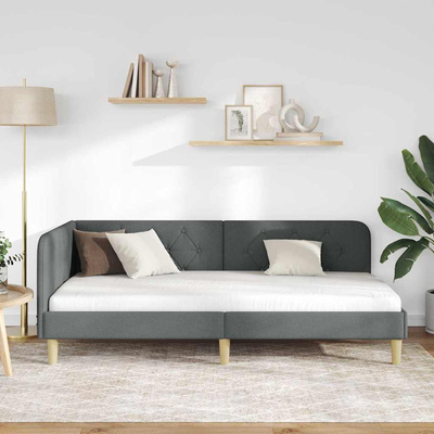 Rama łóżka narożnego Ciemnoszary 90 x 200 cm tkanina