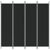 Parawan 4-panelowy, czarny, 200x200 cm, tkanina