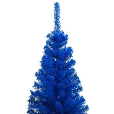 vidaXL Sztuczna choinka z lampkami i bombkami, niebieska, 120 cm, PVC