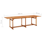 13-cz. zestaw mebli ogrodowych 280x90x75cm lite drewno akacjowe