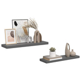 vidaXL Półki ścienne, 2 szt, wysoki połysk, szare, 80x23,5x3,8 cm, MDF