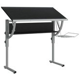 vidaXL Biurko kreślarskie, czarno-szare, 110x53x(58-87) cm