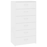 vidaXL Komoda, 6 szuflad, biała, 50x34x96 cm, materiał drewnopochodny
