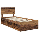 Ramka łóżka Stare drewno 90 x 200 cm Lite drewno sosnowe