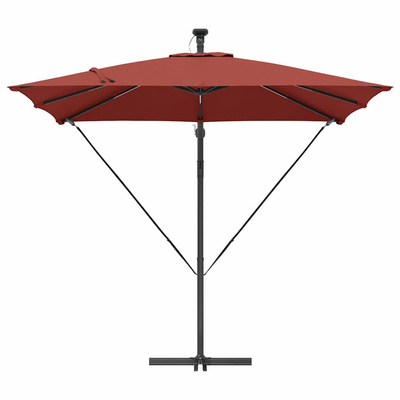 Parasol plażowy z paskami LED terakota 249 x 249 x 250 cm