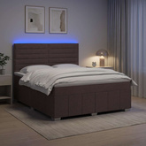 Łóżko z box spring LED z materacem Ciemny brąz 180 x 200 cm