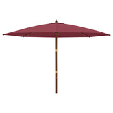Parasol ogrodowy na drewnianym słupku, bordowy, 400x273 cm