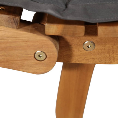 Leżak z poduszką, lite drewno akacjowe, ciemnoszary