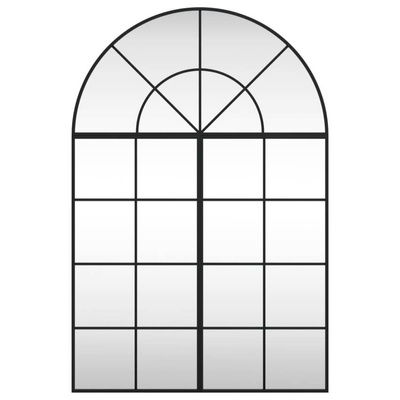 vidaXL Lustro ścienne, czarne, 80x120 cm, zakończone łukiem, żelazo