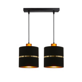 Lampa wisząca z abażurami Assam czarna złoty pasek podwójna do jadalni
