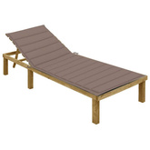 vidaXL Leżak z poduszką w kolorze taupe, impregnowane drewno sosnowe