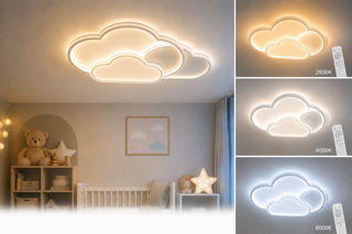 Lampa sufitowa LED Chmurki plafon 24W 2800–6500K z pilotem biały klosz regulacja barwy światła pokój dziecięcy salon
