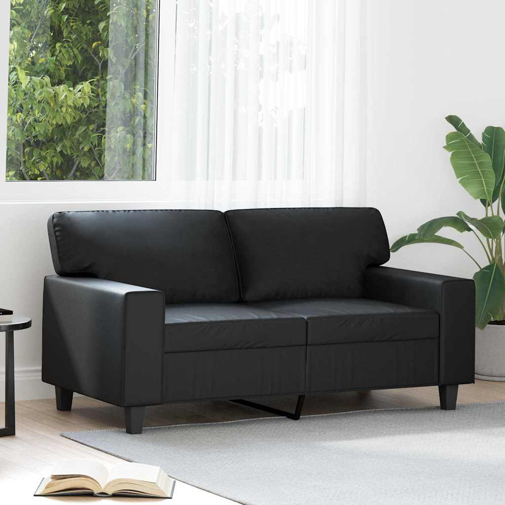 2-osobowa sofa, czarna, 120 cm, sztuczna skóra