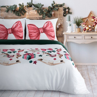 KOMPLET POŚCIELI ŚWIATECZNEJ RIBENO 220 X 200 CM BIAŁY