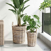 Kosz na rośliny 2 szt. Naturalna szarość Rattan Kubu