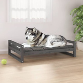 vidaXL Legowisko dla psa, szare, 105,5x75,5x28 cm, lite drewno sosnowe