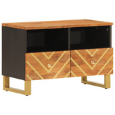 vidaXL Szafka pod TV, brązowo-czarna 70x33,5x46 cm, lite drewno mango