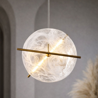 Lampa wisząca Relax szklana w kształcie zegara do salonu LED 15W 3000K