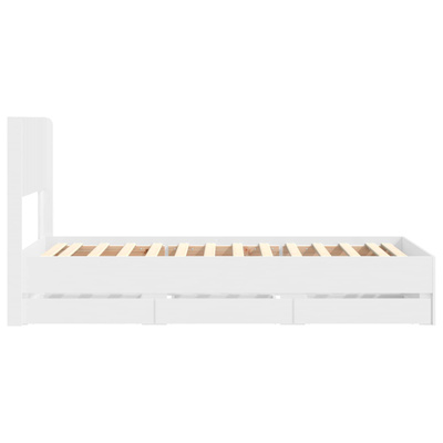 Stelaż łóżka z przechowywaniem i zagłówkiem Biały 75 x 190 cm