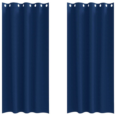 Firany blackout z kółkami 2 pcs Ciemnoniebieski 225 x 140 cm