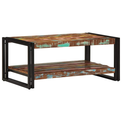 Stolik kawowy wielokolorowy 90x50x38 cm lite drewno odzyskane