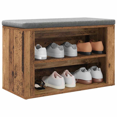 Stojak na buty z półką Stare drewno 75 x 35 x 45 cm