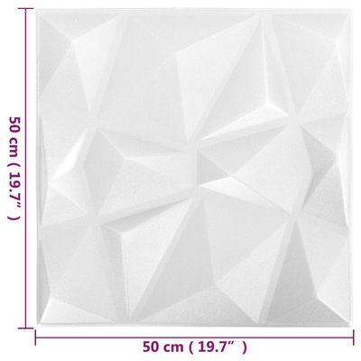 Panele ścienne 12 szt. 50 x 50 cm Białe origami Pianka XPS