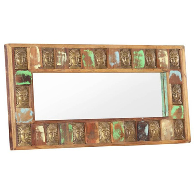 vidaXL Lustro z wizerunkiem Buddy, 110x50 cm, lite drewno z odzysku