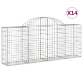 Kosze gabionowe, 14 szt, 200x30x80/100 cm, galwanizowane żelazo