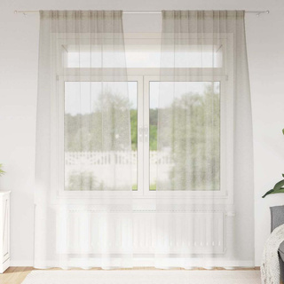 Firany Voile z zasłonami 2 pcs Kremowy 245 x 140 cm Poliester