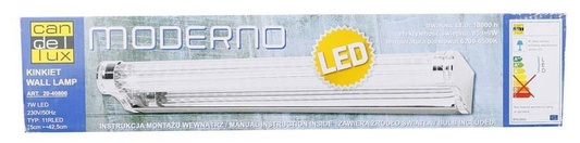 Kinkiet łazienkowy chrom lampa 42,5cm LED 7W zimny Moderno Candellux 20-40800